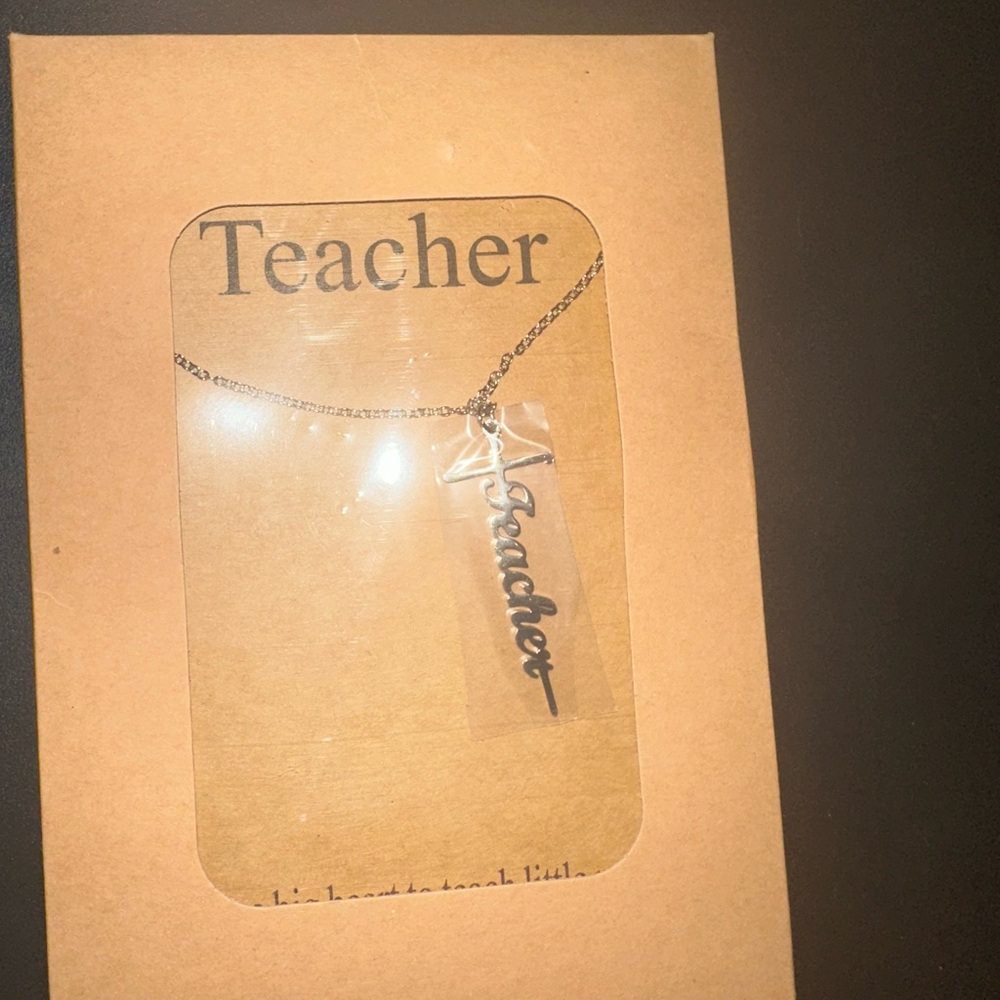 Silver 'Teacher' Pendant Necklace